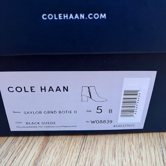NWT Cole Haan Saylor Grand II Black block heel suede Booties 5 - Picture 11 of 11